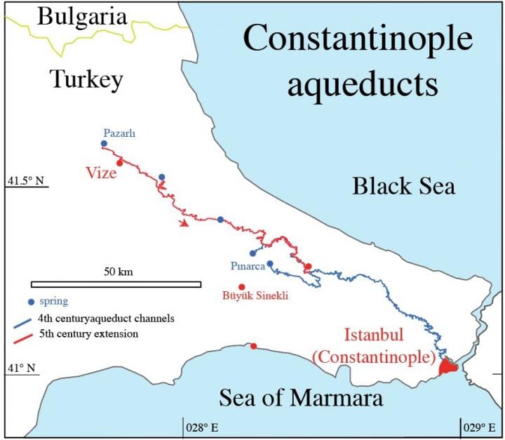 Byzantine aqueduct system supplying Constantinople.